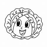 Cute Cabbage Cartoon Coloring Page Illustration Vector For Kids  sketch template