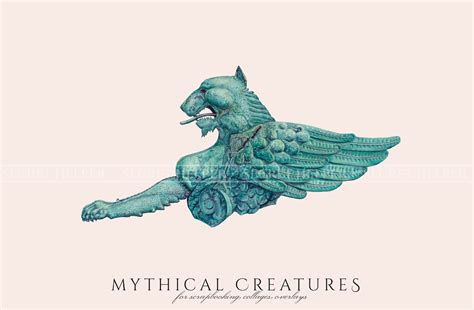 Vintage Mythology Clipart in PNG, Mythical Creature, Griffin, Merhorse ...