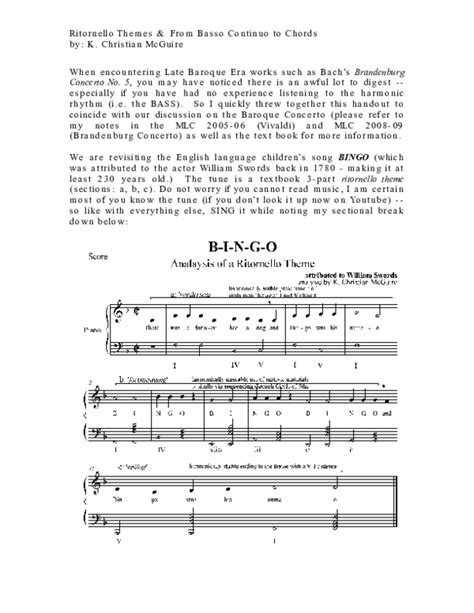 (PDF) BINGO - Ritornello Form and Chords (KCMcGuire) | Xenia Sandstrom ...