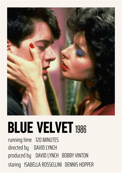 Blue Velvet (1986) | Minimalistische filmposter, Gute filme, Film musik ...