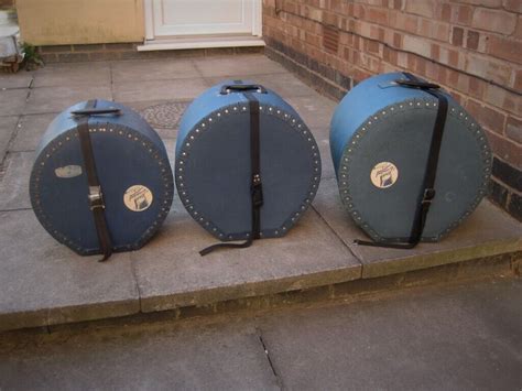 BlUE FIBRE DRUM CASES x3. SIZES 12,13,14 USED & CHEAP (Collection ...