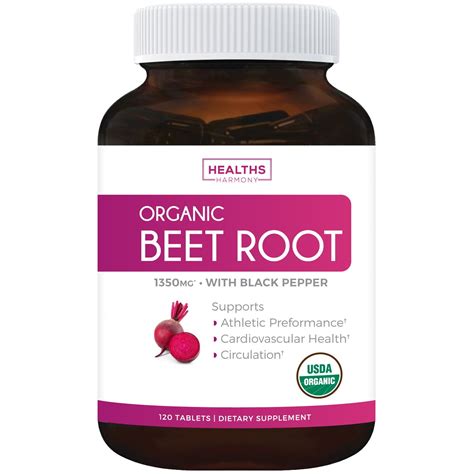 Healths Harmony Organic Beet Root Powder (120 Tablets) 1350mg Beets Per Serving with Black ...