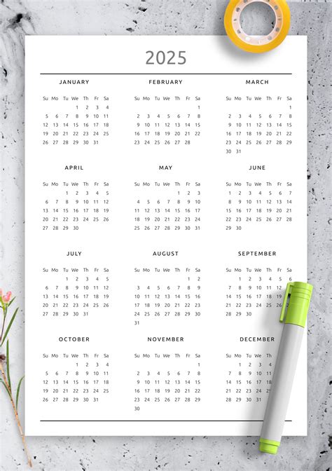 Annual Calendar Free Printable