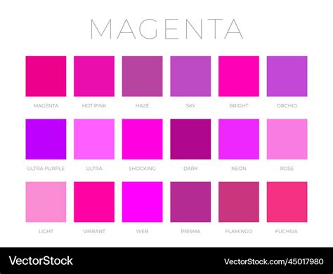 Magenta color shades swatches Royalty Free Vector Image