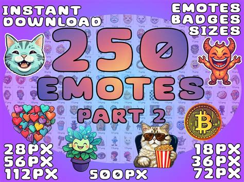 250 Twitch Emotes Pack 7 Sizes Twitch Discord Bundle Emotes - Etsy