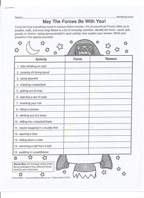 Free Printable Forces And Motion Worksheets