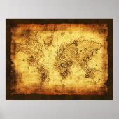 Rustic Old World Map Poster | Zazzle