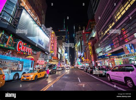 Night time on 42nd Street, Midtown Manhattan New York City, USA Stock Photo - Alamy