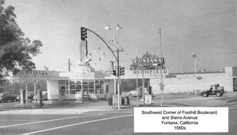 Corner of Foothill Boulevard (Route 66) and Sierra Avenue - 1950's | San bernardino county ...