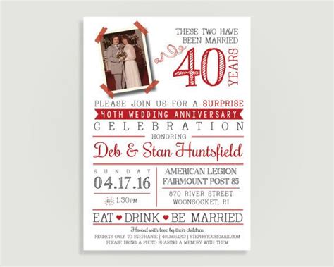 Wedding Anniversary Invitation With Picture Personalized - Etsy ...