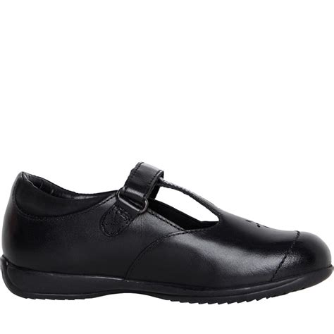 Buy Fluid Girls Leather T-Bar School Shoes Black