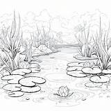 Premium Vector  Pond With Floating Water Lilies coloring Book sketch template