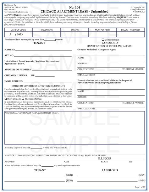 2023 Chicago Residential Lease Form - Printable Forms Free Online