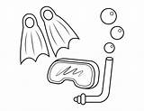 Printable Snorkeling Gear Coloring Page sketch template