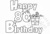 Happy 80 Birthday coloring Card – Coloring Page sketch template