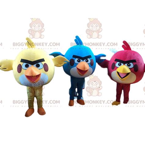 3 Angry Birds Costumes, BIGGYMONKEY™ Angry Birds Sizes L (175-180CM)