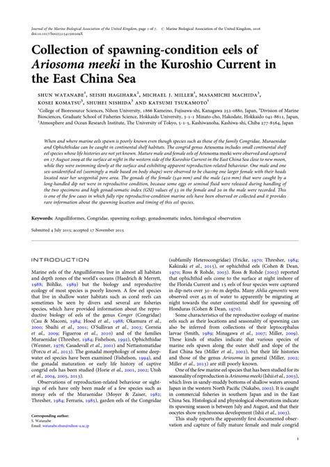 (PDF) Collection of spawning-condition eels of Ariosoma meeki in the Kuroshio Current in the ...