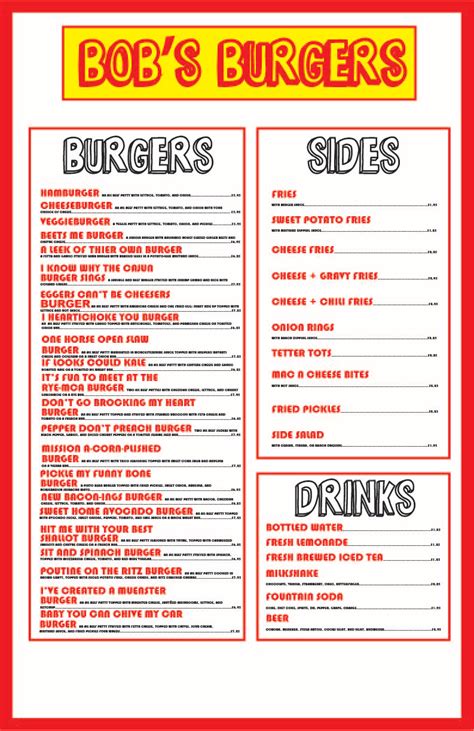 Megan Ghigliotty - Bob's Burgers Menu