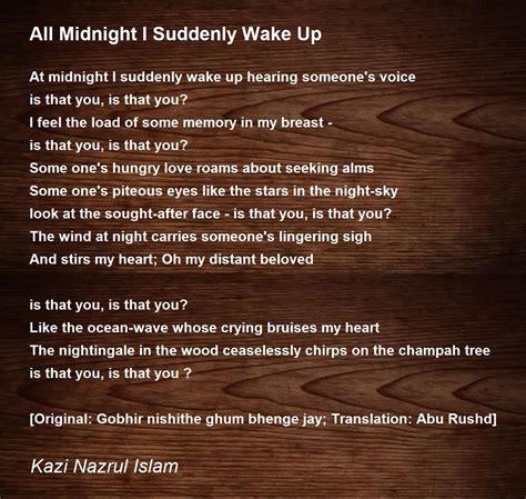 All Midnight I Suddenly Wake Up - All Midnight I Suddenly Wake Up Poem by Kazi Nazrul Islam