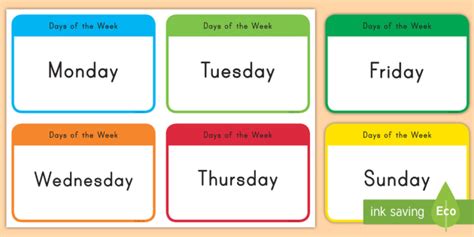 Days of the Week Flashcards - flashcards, day, week, monday