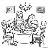 Cozy Family Dinner Scene Coloring Page 70545 55857 sketch template