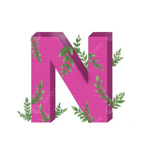 N Letters PNG Image, Letter N Pink Color With Leaves Clip Art, Letter, N, Leaves PNG Image For ...