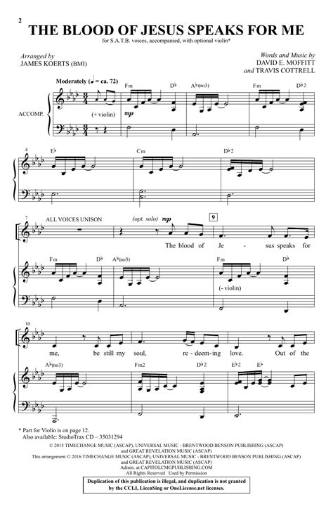 The Blood Of Jesus Speaks For Me | Sheet Music Direct