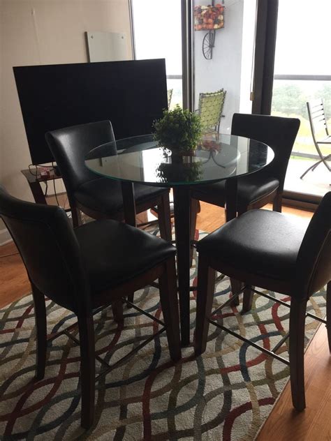 Pub Style Table & 4 black leather chairs $250 - Orland Park, IL Patch