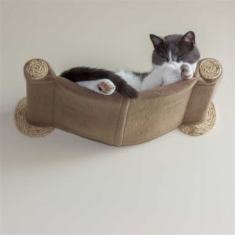 Cat Hammock - Wall Mounted Cat Bed - Tan - CatWallShelves Superstore