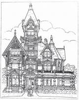 Carson Mansion Victorian House Coloring Page sketch template