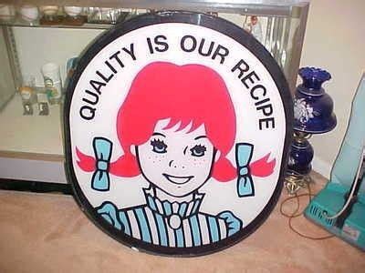 Wendy's "Quality Is Our Recipe" plastic sign | Vintage store, Plastic ...