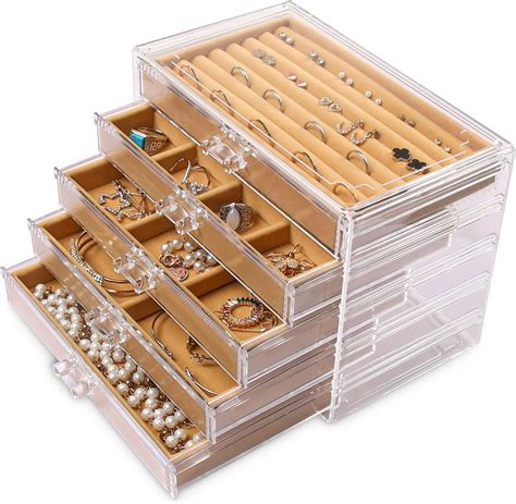 Amazon.com: Frebeauty Extra Large Acrylic Jewelry Box for Women 5 ...