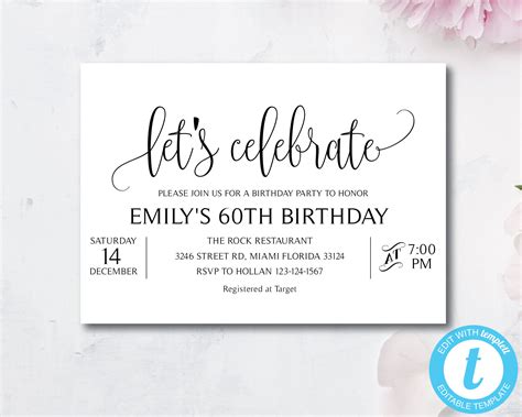 Elegant Let's Celebrate Invitation Generic Party | Etsy