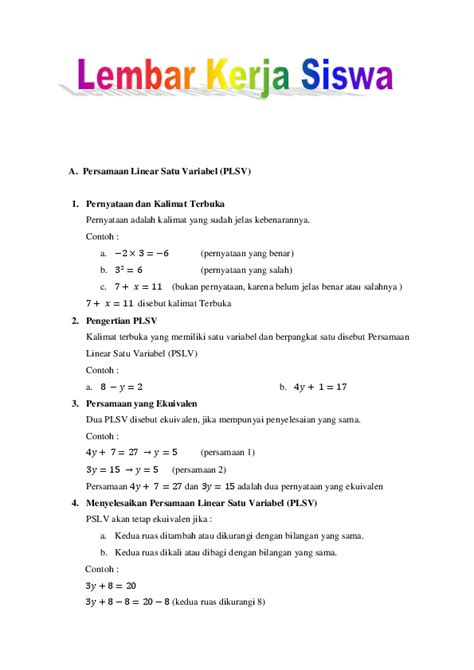 Contoh Soal Cerita Persamaan Linear Satu Variabel - Perhitungan Soal