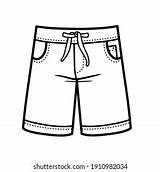 Denim Shorts Outline Coloring On White Stock Vector Royalty Free  sketch template