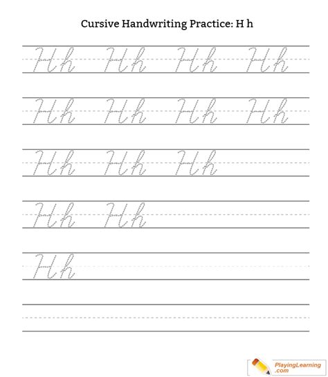 Cursive Handwriting Practice Letter H | Free Cursive Handwriting ...