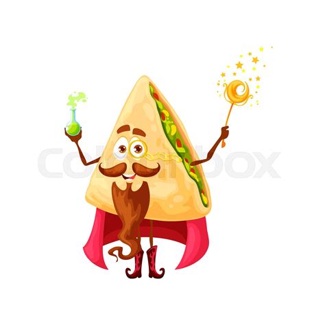 Cartoon mexican quesadilla wizard character | Stock vector | Colourbox