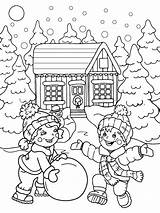 Winter Wonderland Dltk Hiver Saison Coldness Coloriage Getdrawings Dome  sketch template