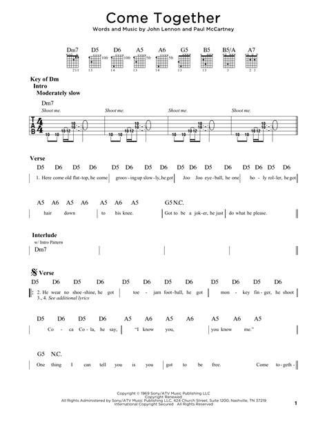 Come Together by The Beatles - Guitar Rhythm Tab - Guitar Instructor