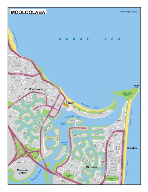 Mooloolaba EPS map | Order and download Mooloolaba EPS map