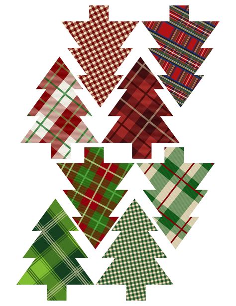 Plaid Christmas Tree Ornaments Printable - Paper Trail Design