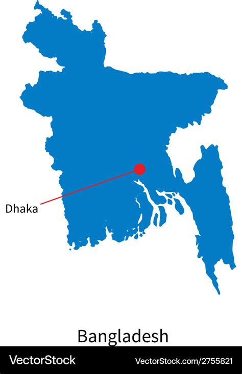 Detailed map of bangladesh and capital city dhaka Vector Image