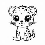 Cute Cartoon Cheetah Coloring Page Pages Outline  sketch template