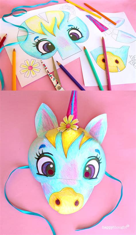 Adorable! Quick and easy printable Unicorn masks to download and make | Unicorn mask, Unicorn ...