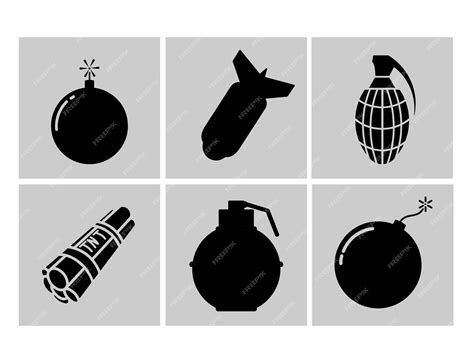 Premium Vector | Icon set of bomb silhouette illustrations vector