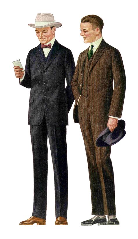 Antique Images: Free Fashion Clip Art: 1915 Men's Suits 2 Vintage Fashion Graphics