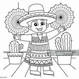 Cinco De Mayo Mexican Boy Coloring Page For Kids Stock Illustration  sketch template