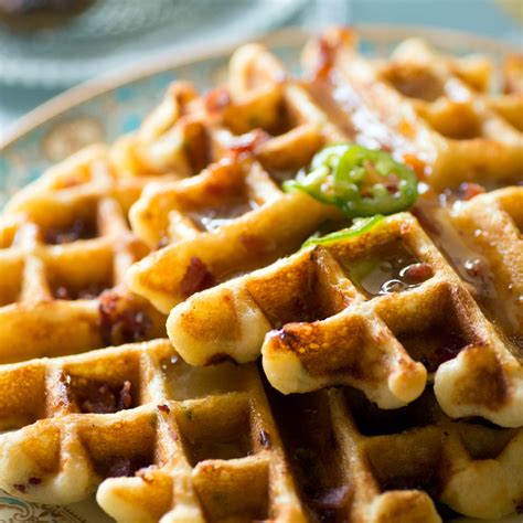 Cheddar Cheese Waffles and Savory Syrup