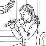 Elegant Flute Player Coloring Page 49354 39033 sketch template
