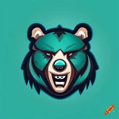 Angry grizzly bear mascot icon logo on Craiyon